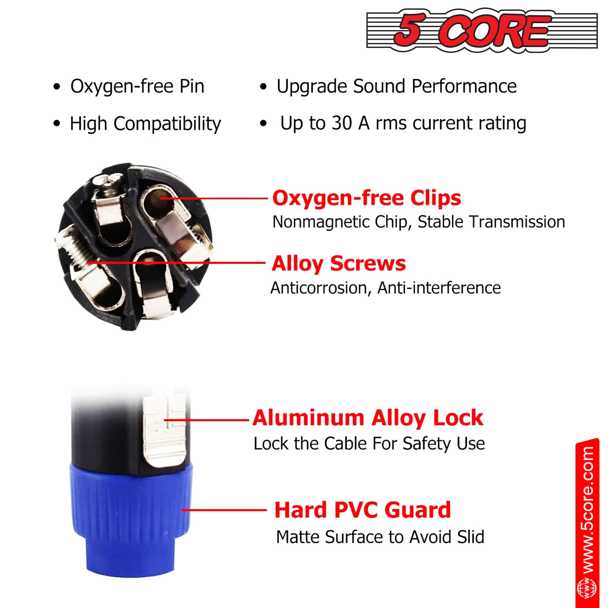 5 Core Speakon Adapter High Quality Audio Jack Male Audio Pin Speaker Adapter Connector-2