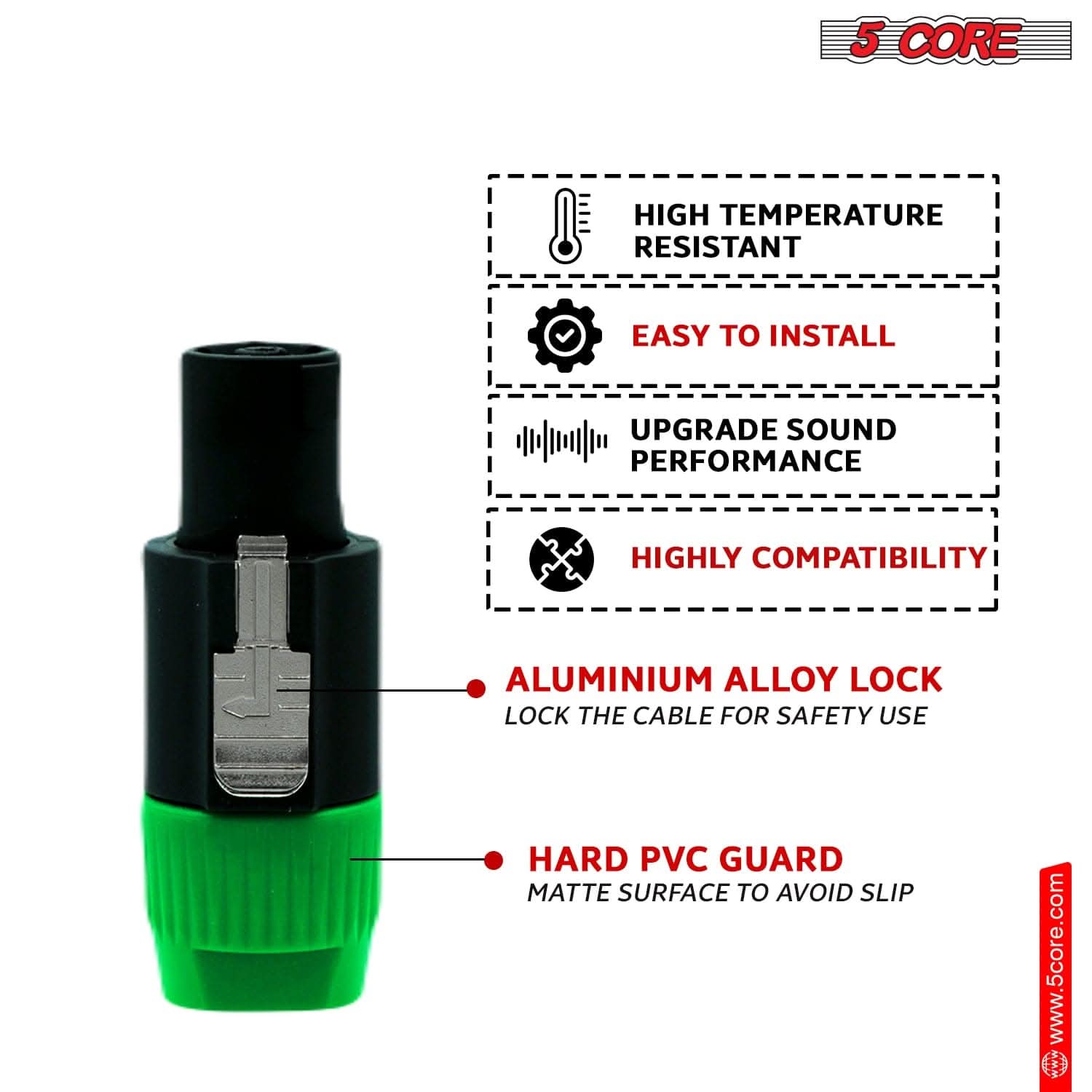 5 Core Speakon Adapter 6 Pack High Quality Audio Jack Male Audio Pin Speaker Adapter Connector-4