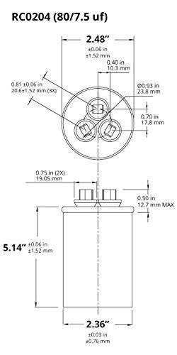 Lennox / Armstrong / Ducane Y4622 / Y462201 - 80 + 7.5 uf 370 / 440 Volt Volt VAC Round Dual Run Capacitor-1
